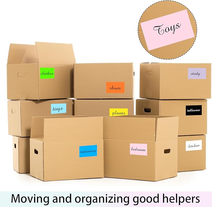 Colored Labels Stickers 3 x 5 Inch, Removable Rectangular Moving Labels, Large Color Coding Labels Moving Stickers- 250 Pack/Purple