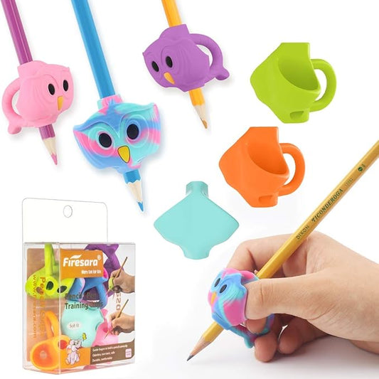 Firesara Training Grips, Original Owl Training Grips Three Fingers Fixed Pencil Correction Grips for Kids Handwriting Posture Correction Children Adults Special Needs for Lefties or Righties (6PCS)
