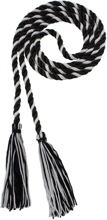 Tassel Depot Graduation Honor Cord - Black/Grey - Every School Color Available - Made in USA
