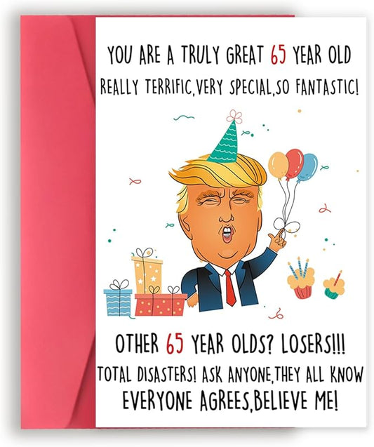 Funny Trump 65th Birthday Gift for Men Women, Trump Happy 65th Birthday Card, Naughty Donald Lecture Bday Card for Him Her, Great 65 Years Old Birthday Decorations for Parents
