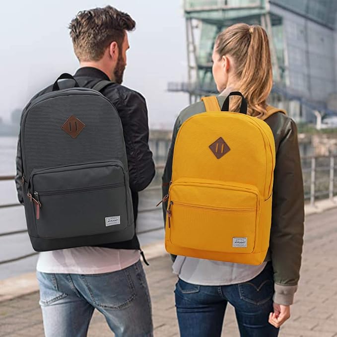 RAVUO Backpack for Men, Water Resistant Grey School Backpack Laptop Rucksack College Bookbag Daypack with Two Bottle Pockets