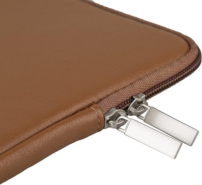 RAINYEAR 15.6 Inch Laptop Sleeve Soft PU Leather Case Protective Water Resistant Zipper Padded Cover Carrying Bag Compatible with 15.6" Notebook Computer Chromebook(Brown)