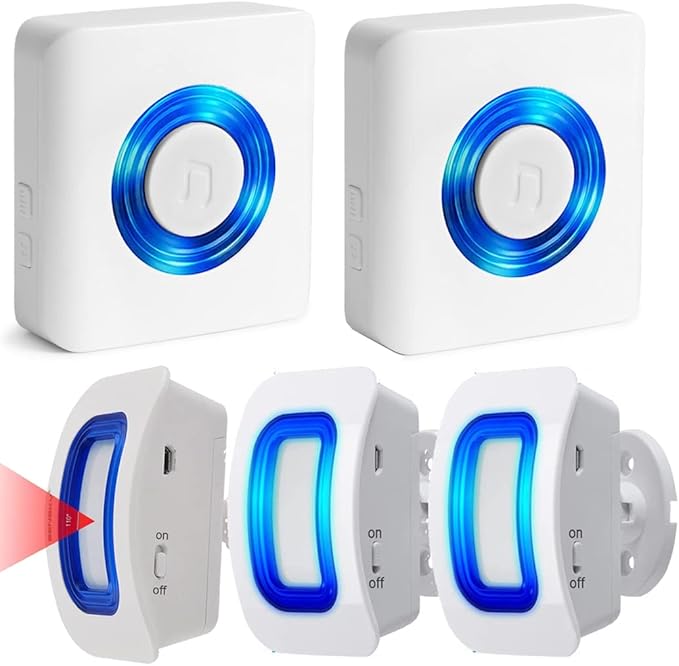 Caregiver Pager Wireless Motion Sensor Alert Room Bed Alarm and Fall Prevention for Elderly Dementia Patients (2 Receiver+3 Monitor Motion)