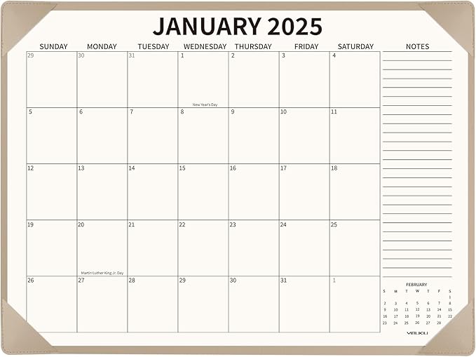 Desk Calendar 2025-2026 with Desktop Mat, 22x17 inch Large Desk Pad Calendar 18 Months Runs from 2025 to June 2026, Big Desk Blotter Calendar for Home Office and School, Apricot