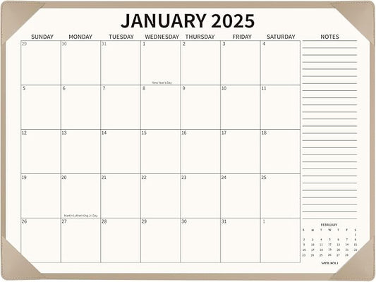 Desk Calendar 2025-2026 with Desktop Mat, 22x17 inch Large Desk Pad Calendar 18 Months Runs from 2025 to June 2026, Big Desk Blotter Calendar for Home Office and School, Apricot