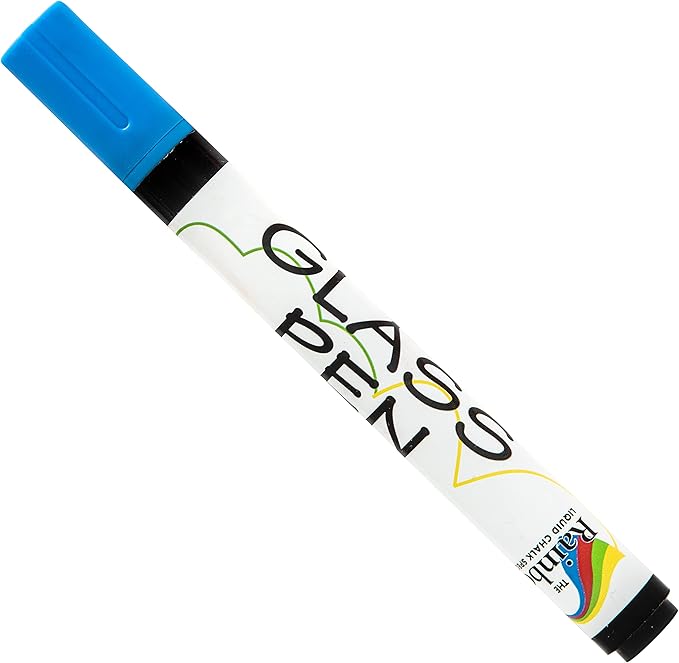 Glass Pen Window Marker: Liquid Chalk Markers for Glass, Car Marker or Mirror Pen with Washable Paint - Graduation Car Windows, Storefront Window, Wedding, Parade, Party & Holiday (Blue, Fine Tip)
