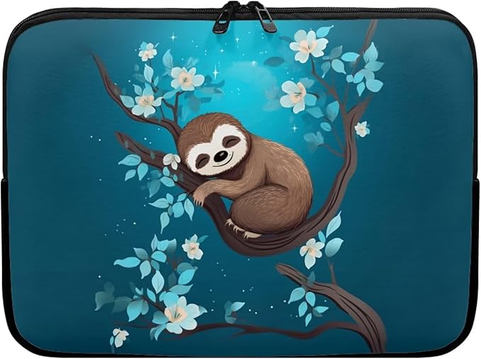Cute Sloth Laptop Protective Sleeve for Women Men 17 inch Computer Sleeve Neoprene Lap Top Case Portable Computer Carrying Case Flower Briefcase Suitable for Travel School Office Pouch