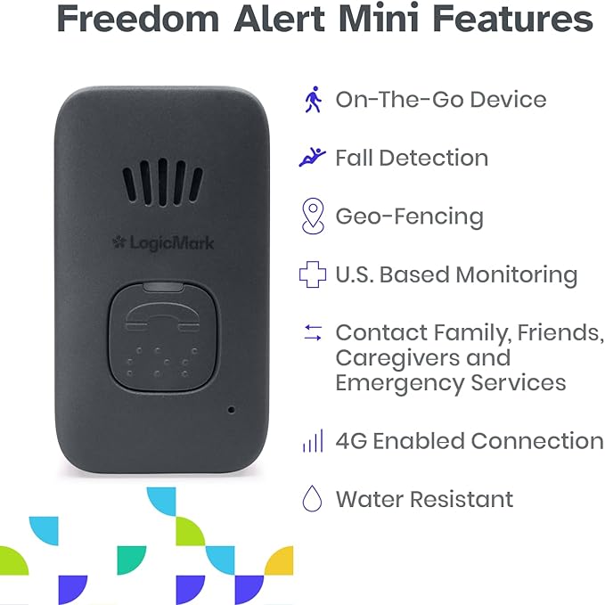 Freedom Alert Mini, Home Medical Alert System for Seniors and Elderly, Wearable Mobile Device, 2-Way Calling, GPS, Fall Detection, Subscription Based