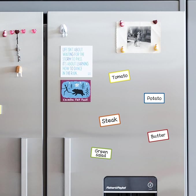 Colored Border Magnetic Dry Erase Labels 4x2 Inch, Reusable Dry Erase Magnet Labels for whiteboard，Pack of 40