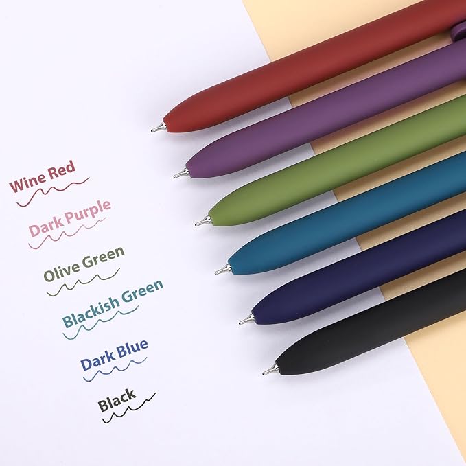 FIOVER Colored Pens, 12 Pack Colorful Gel Pens, Medium Point 0.7mm, Smooth Writing Journaling Supplies Multicolor Ballpoint for Journaling, Drawing, Doodling, and Note Taking(12PCS Aesthetic+Vintage)