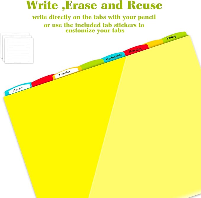 INFUN Plastic 8-Tab Binder Dividers with 2 Pockets - 3 Sets, 24 pcs Multicolor Pocket Dividers with 3 Holes for 3 Ring Binders,Total 24 Tabs