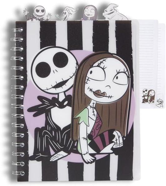 Innovative Designs Nightmare Before Christmas Tab Journal Notebook, Spiral Bound, 96 Lined Pages, 8 x 7 inches, Black/White