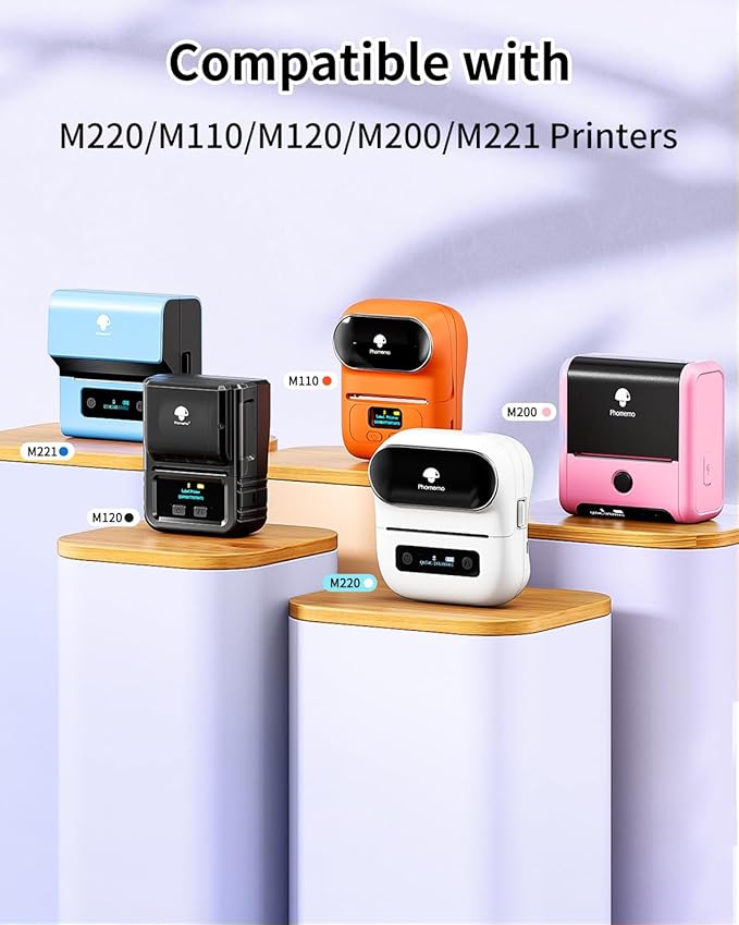 Phomemo Purple Circle Thermal Sticker Label Compatible with M100/M110/M220/M250/M120/M200/M150 Label Maker, Size 1.96" x 1.96" Round Thermal Label