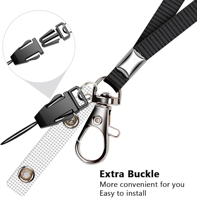 60 Pack Neck Lanyard with ID Badge Holder, Office Strap Bulk Lanyards, Stainless Metal Swivel Hook for Name Tag, Badge Holders, Keychains, Card, Black