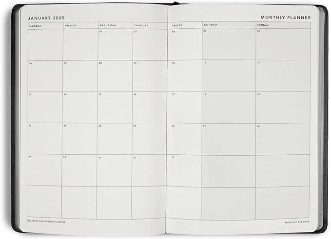 MiGoals Weekly Planner 2025 - Goal Digger Journal for Gratitude, Progress and Habit Tracking, B5 (Black)