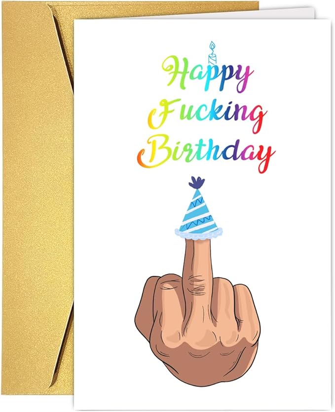UUEFKTN Naughty Middle Finger Birthday Card, Funny Birthday Cards Gift for Husband Wife Boyfriend Girlfriend's Birthday, Inappropriate Birthday Card for Men Women Him Her