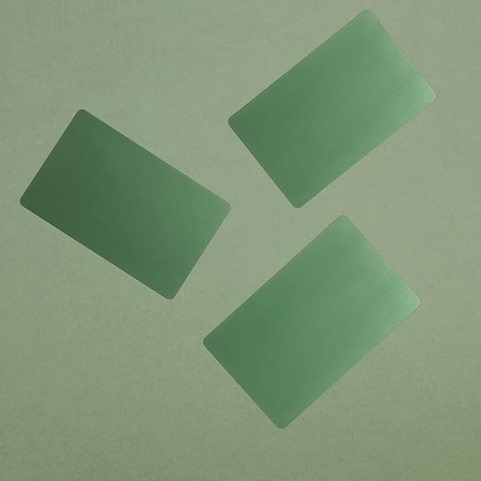 Thick Aluminum Metal Business Cards Anodized Aluminum 86 X 54 X 0.8mm 15 pcs Include Protector Sleeves (Deep Forest Green)