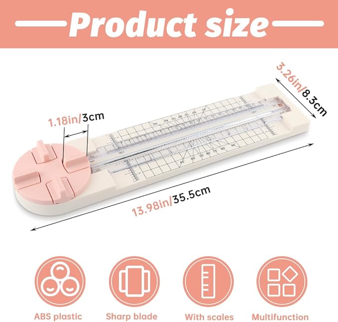 Paper Cutter,4-in-1 Paper Trimmer,Photo Cutter,Multi-Function Scrapbooking Tool with Dial Blades of Straight,Wave,Perforated,Creasing for Cutting Paper,Coupons,Postcards,Card