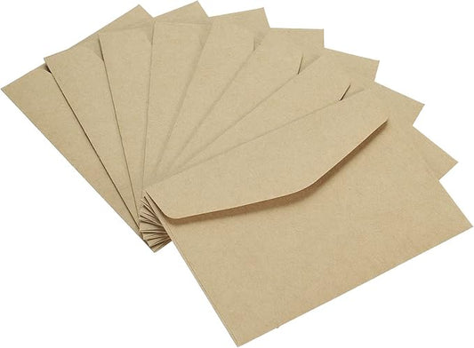 PATIKIL Mini Envelopes, 100 Pack Paper Blank Small Items Storage Business Card Holder for Greeting Note Party, Brown
