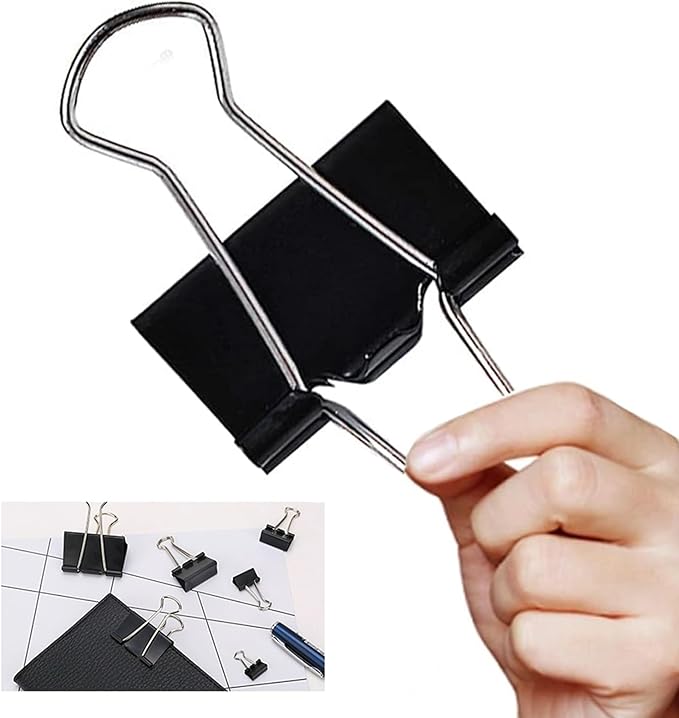 Extra Large Binder Clips, 12 Pack, 2.4 Inch, Standard 60mm, Black, Large Binder Paper Clips, Fold Clamp, Extra Large Size, Jumbo Paper Clips, Office Clips, with Storage Container