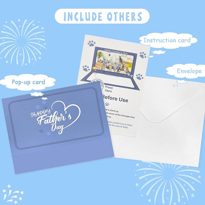 4D Pop Up Fathers Day Card with lights, Cat Father's Day Card For DAD, Living Room, Cat Themed (Cat Father's Day Card)