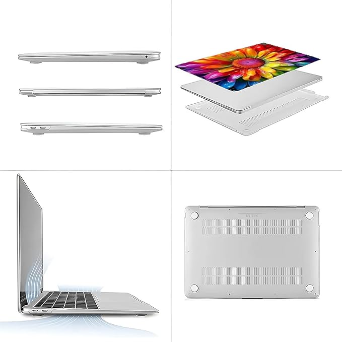 Compatible with MacBook 12 Inch A1534, Colorful Rainbow Sunflowers Hard Plastic Shell Cover Case