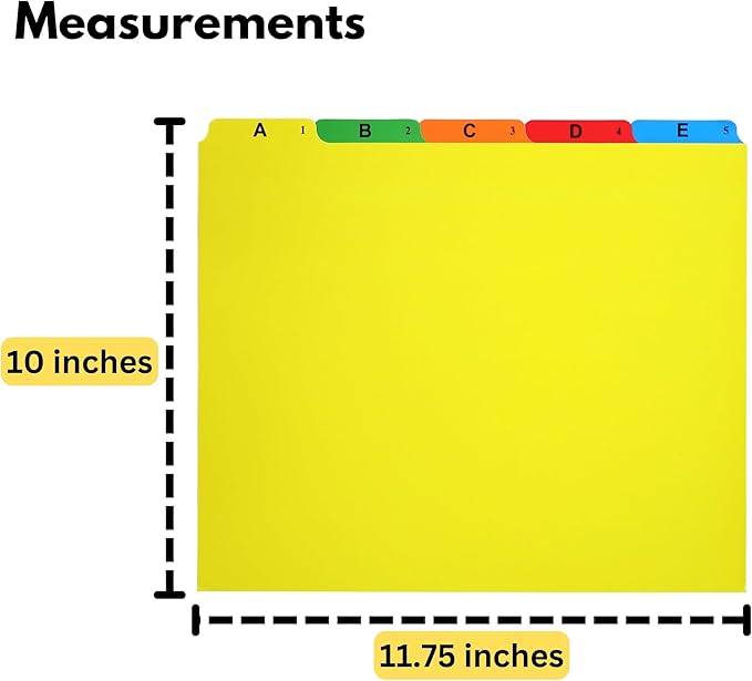 Iconikal Alphabetical File Folder Guide Dividers, A-Z Index, 5 Tabs Across Heavyweight, 5 Full Colors, Letter Size, 1/5 Cut Tab Positions, Heavy Duty Filing Cabinet