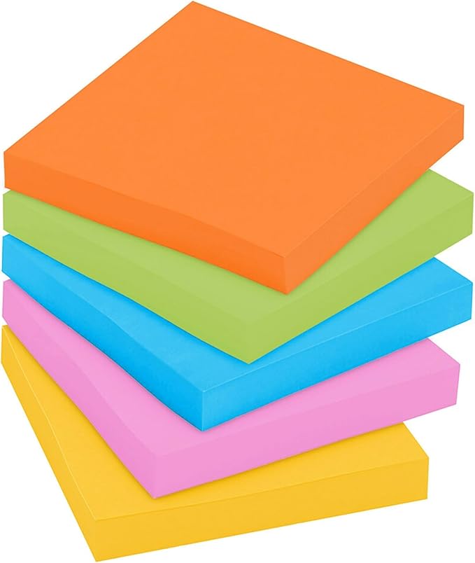 Post-it Super Sticky Notes, 12 Sticky Note Pads, 3 x 3 in., School Supplies, Office Products, Sticky Notes for Vertical Surfaces, Monitors, Walls and Windows, Energy Boost Collection