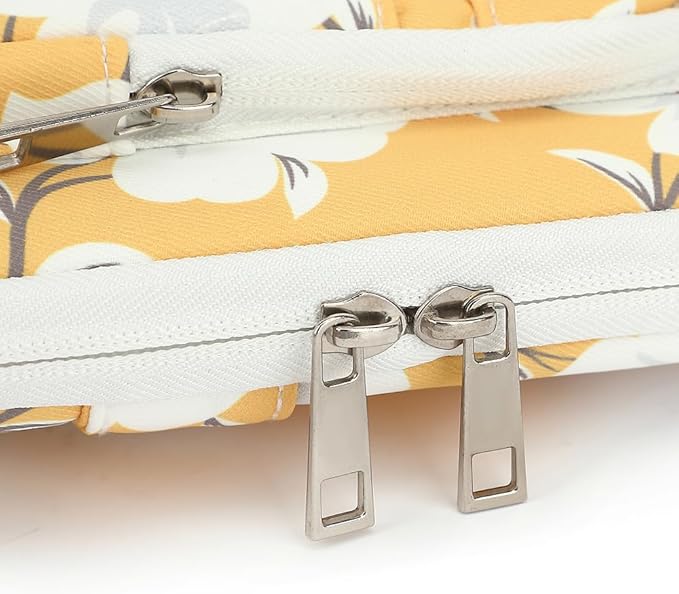 canvaslife 360° Protective Laptop Sleeve Case Bag with 4 Pockets for MacBook Pro 16 inch and 15 inch-15.6 inch Laptop (Yellow flower)