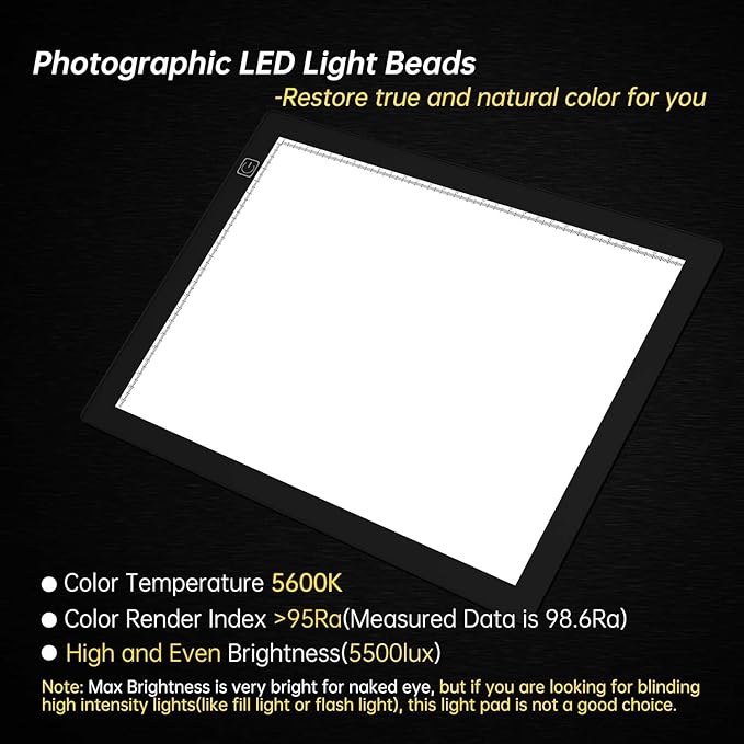 Slide Viewer Light Box 5600K 12”x8” Ultra-Thin Adjustable Brightness Backlight for Slides and Film Negative Scanning