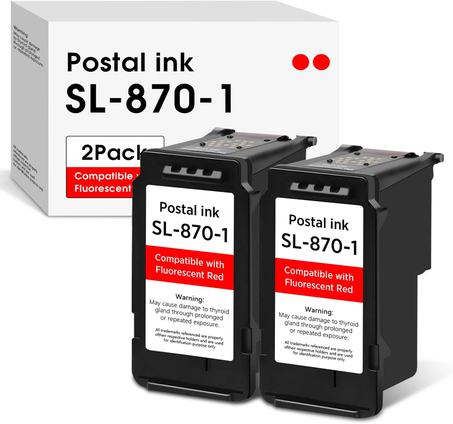 High Capacity SL-870-1 XXL Red Ink Cartridge Compatible with SL870-1 SL8701 XXL Fluorescent Red Ink Replacement for Pitney Bowes SendPro Mailstation Postage Meter (CSD1) 2-Pack (2×16ML)
