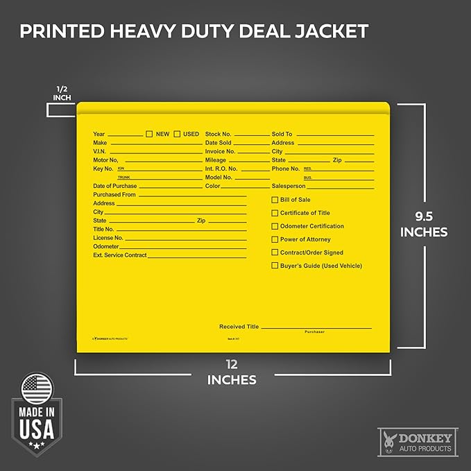 Printed Heavy Duty Deal Jackets - Yellow (100 Shrink Wrapped)