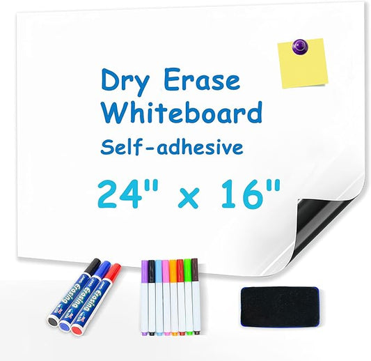 Magnetic Whiteboard Contact Paper 24" x 16”, YOUNGJQ Adhesive Dry Erase White Board Sticker for Wall, Peel and Stick Wallpaper, Easy to Write and Clean for Fridge Home Office