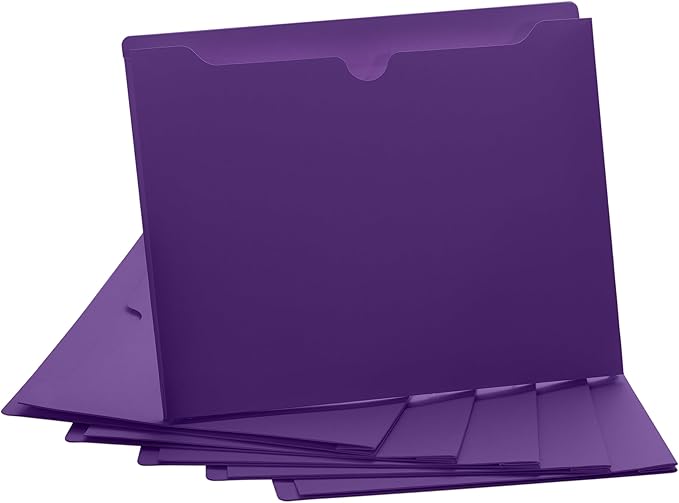 Purple File Jackets, 2 Inch Expansion, Letter Size, Reinforced Straight-Cut Tab, 6 Pack