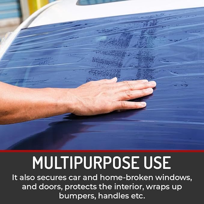 HI-TECH Collision Crash Wrap, 36" X 100' X 3 MIL, Wreck Wrap for Damaged Vehicles, Super Sticky Adhesive, Automotive Crash Protection Film, Clean Removal