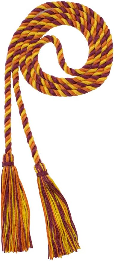 Tassel Depot Graduation Honor Cord - Maroon/Orange/Gold - Every School Color Available - Made in USA