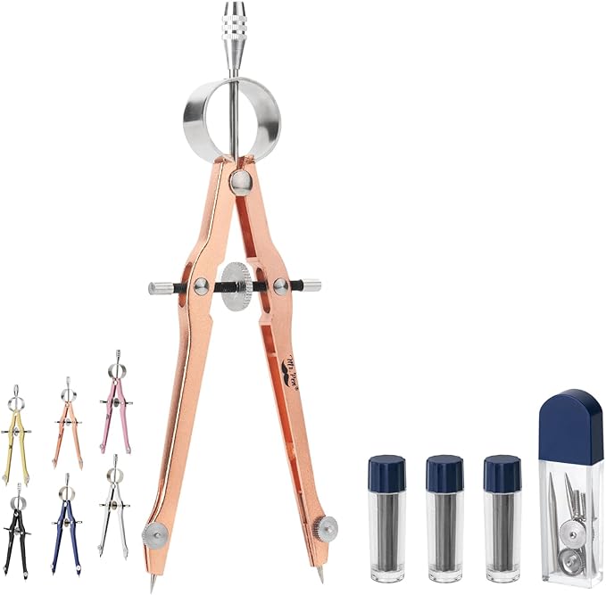 Mr. Pen Professional Geometry Compass - Rose Gold, Metal with Lock, Drawing & Drafting Compass - Extra Leads Included