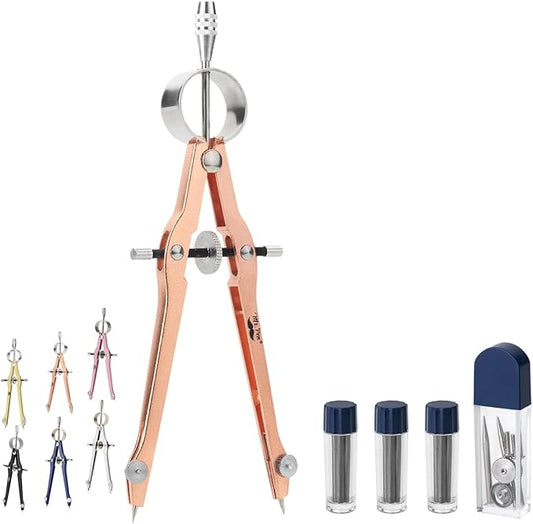 Mr. Pen Professional Geometry Compass - Rose Gold, Metal with Lock, Drawing & Drafting Compass - Extra Leads Included