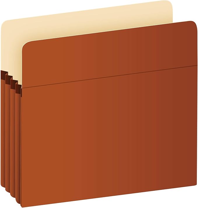 Pendaflex Expanding File Pockets, Letter Size, Redrope, 3.5" Expansion, Reinforced with DuPont™ Tyvek® Material, Redrope, 25 per Box (1524E-OX)