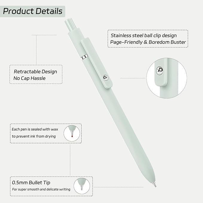 Gel Pens,6Pcs 0.5mm Fine Point Black Ink Pens With Smooth Writing,Quick Dry Pens For Journaling,Cute Nice Aesthetic Pens,Office School Supplies for Women Men Student(Macaron)