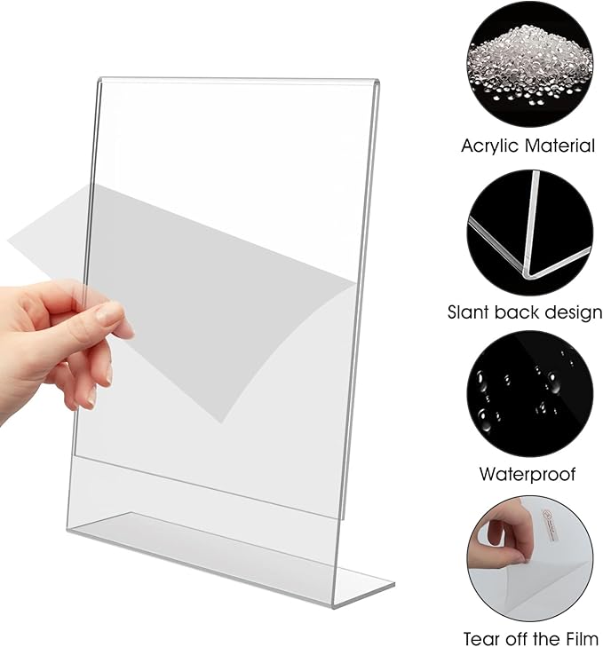 3 Pack 8.5 x 11 Acrylic Sign Stand Holders - 8.5 x 11 Inches Clear Plastic Table Paper Display Stand, Suit for Displaying Posters, Picture, Flyers, Menu