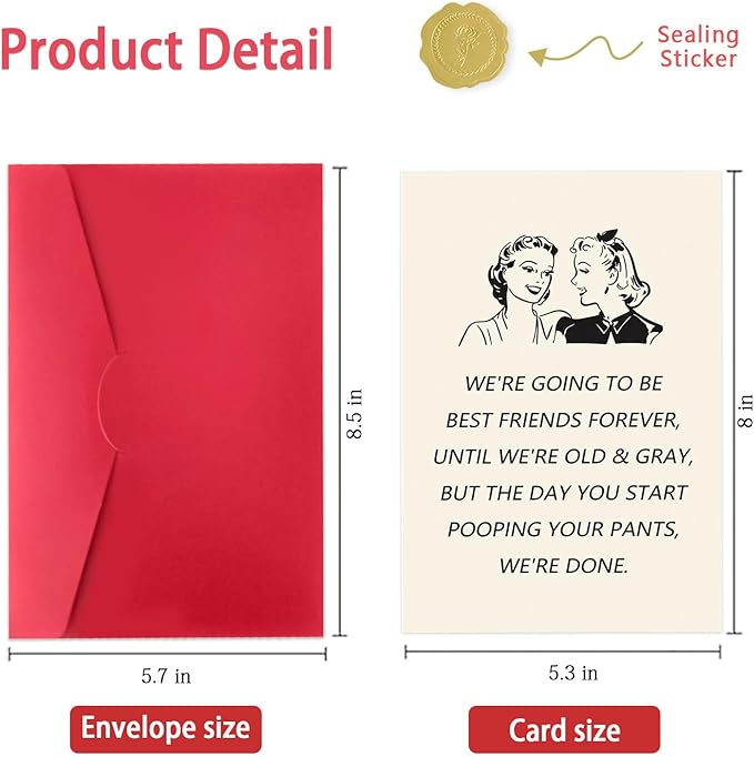 Funny Birthday Card Gift for Best Friend, Humor Friendship Card for Women Her, Sweet Birthday Friendship Gifts Cards for Bestie Sister Bestfriend