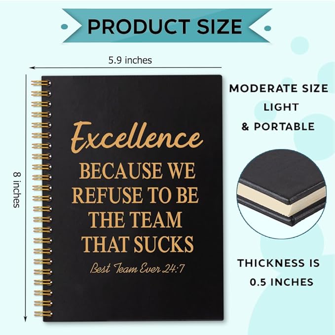 Excellence 160 Blank Pages Spiral Notebook, Employee Appreciation Gifts, Teamwork Gifts for Staff, Team Gifts for Coworkers, Leadership Gifts Team Member Gifts for Colleagues