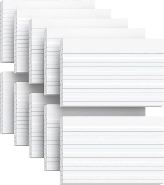 4x6 Note Cards White Index Cards, 300 Count Ruled Index Cards 4x6 in, Lined Notecards Flash Cards Study for School, Lined Note Index Card, Lined on Front, Blank on Back Card Stock 4 x 6, White