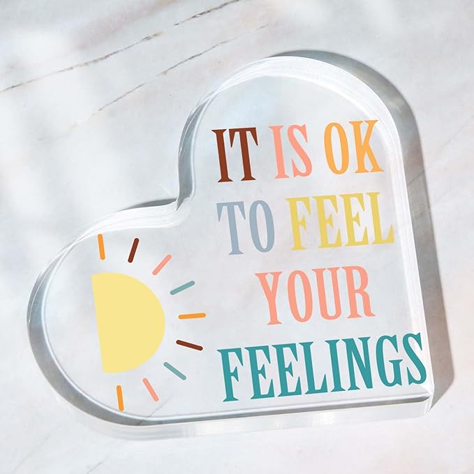 Mental Health Awareness Decor, Psychotherapy Affirmations Heart Acrylic Sign, School Counselor Sign, Therapy Office Decor, Positive Sayings Gifts for School Home Therapy Office Living Room Bedroom