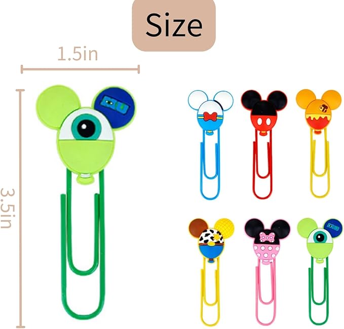 20PCS Cute Mouse Paper Clips, Bookmark Book File Page Marker Clips for Teacher & Students, Desk Accessories Stationery for Office School, Office Supplies Decor for Women Kids Adult
