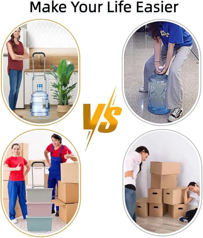 Folding Hand Truck, 165lbs Load Luggage Cart with Silent Wheel, Light Weight Portable Folding Dolly Multi-fuctional Foldable Hand Cart Heavy Duty Utility Cart for Home Office & Travel Use