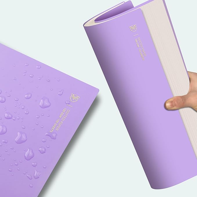 EMSHOI A4 Spiral Notebook Bullet Dotted Journal, 11.2" X 8.27", 300 Pages/150 Sheets, 100gsm Dot Grid Paper, Waterproof Softcover, Twin-Wire Binding, for School Work Writing Note Taking-Purple