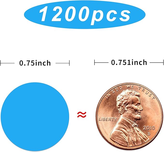 1200 Pieces 0.75 Inch Round Color Coding Label Garage Sale Stickers Blank Yard Sale Price Stickers Permanent Adhesive Dots Stickers,Easily Writable with Perforation Line (Blue1)