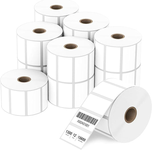 2" x 1" Direct Thermal Labels, Thermal Printer Labels for Barcodes Postage Address Compatible with Rollo, Zebra, Munbyn, Nelko Thermal Labels Printers (12 Rolls, 1300 Labels/Roll)